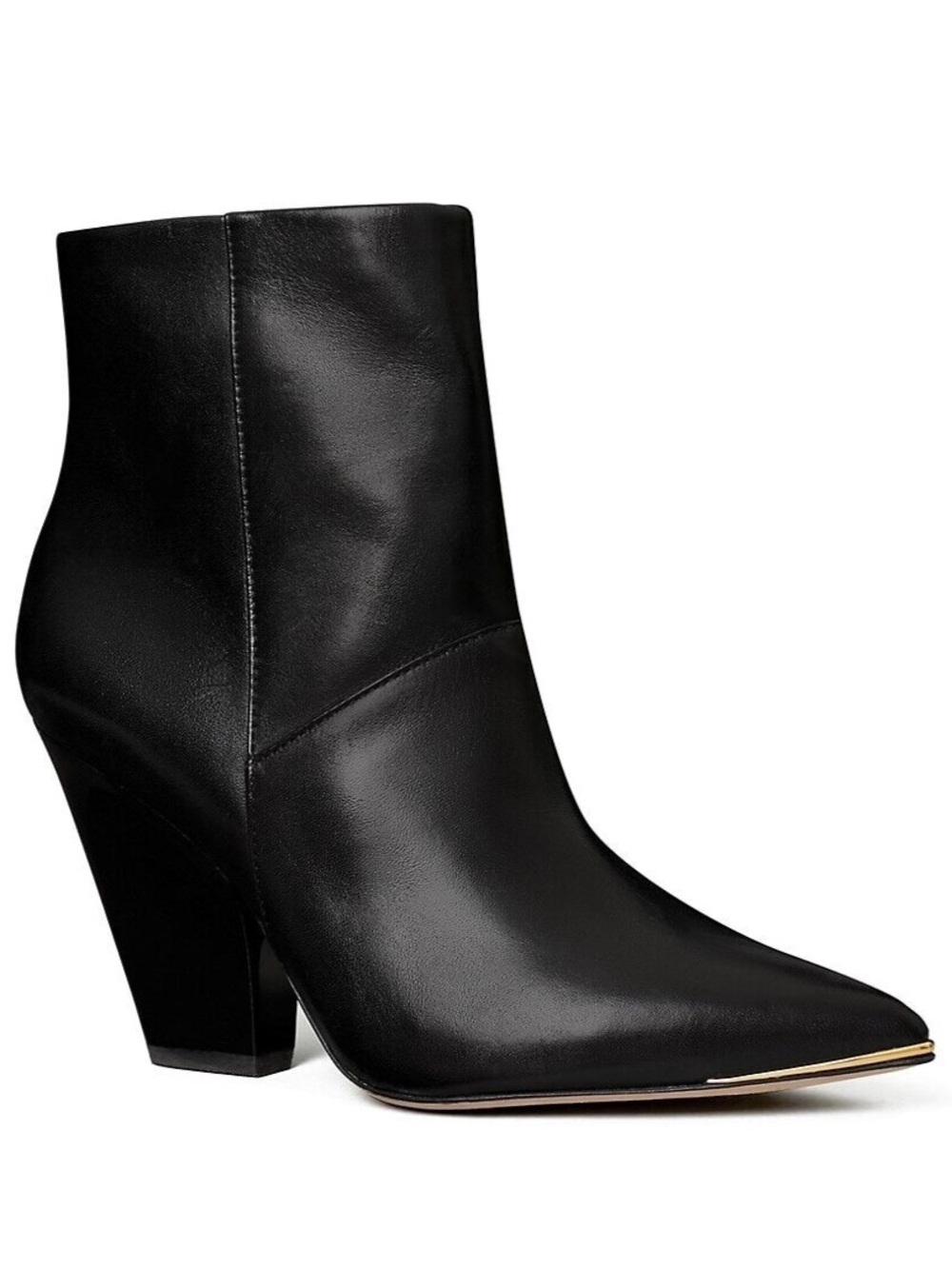 Tory Burch Black Leather Pointed Toe Ankle Bootie